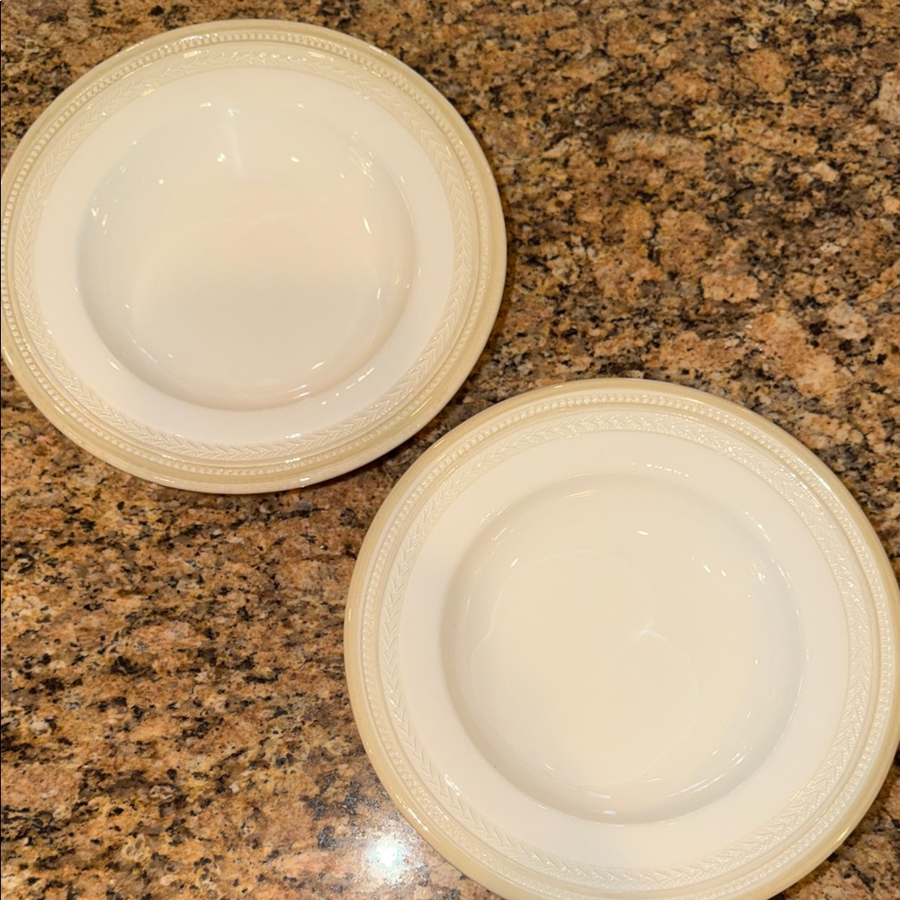 2 Williams Sonoma Pasta Salad Bowls made in Italy nice border w embossed dots